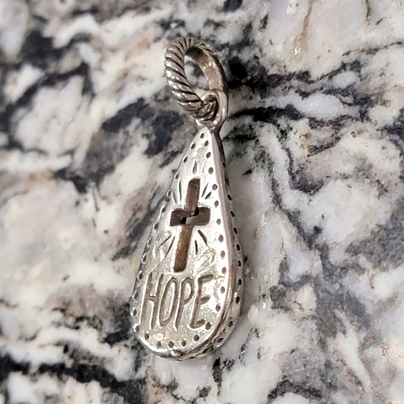 BRIGHTON RETIRED CROSS HOPE TEARDROP CHARM - Picture 2 of 3